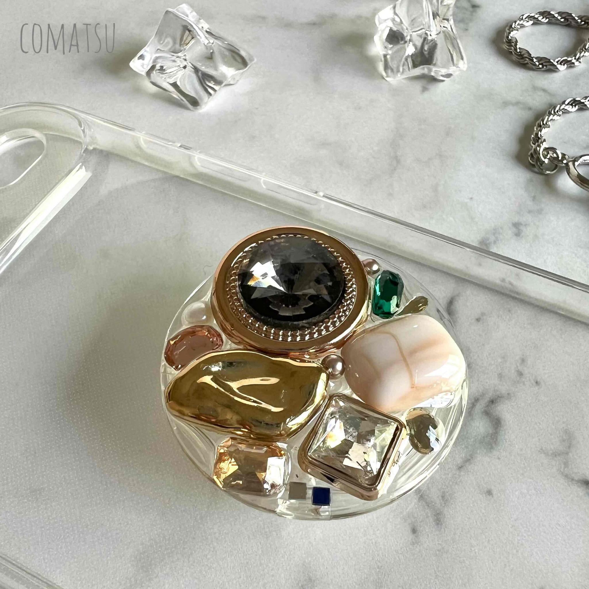 キラキラBijou グリップソケット付きスマホケース スマホスタンド カバー | 2枚目